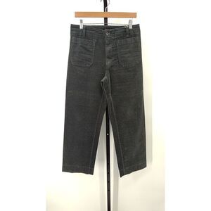 Quince Organic Stretch Corduroy Cropped Wide Leg Pants Black 6